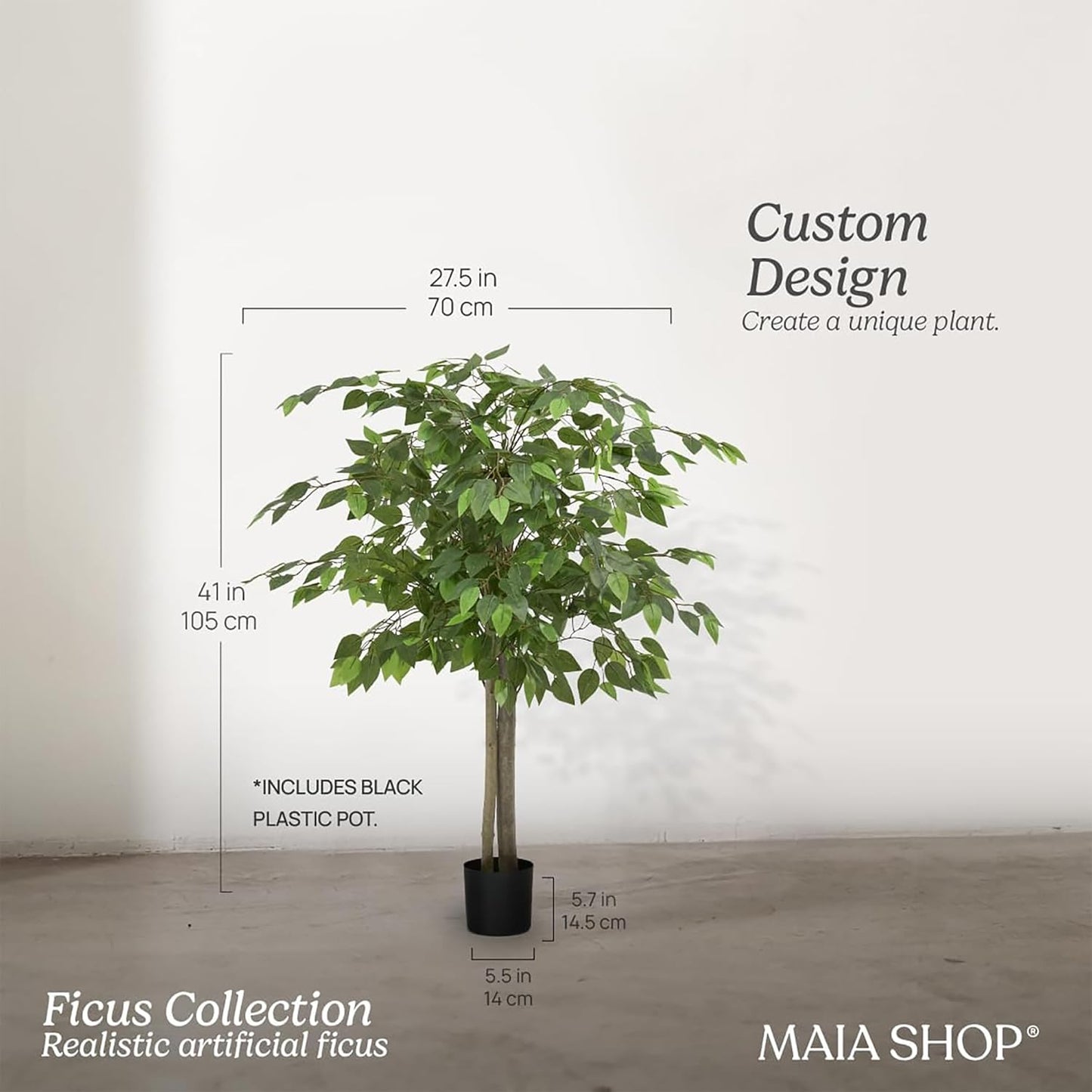 5ft Artificial Bamboo Tree - Indoor Faux Plant | Plastic Construction, 150 cm Height, 45 cm Width, 3 kg Weight, Black Pot Included, Foldable Canes, 15 Tips