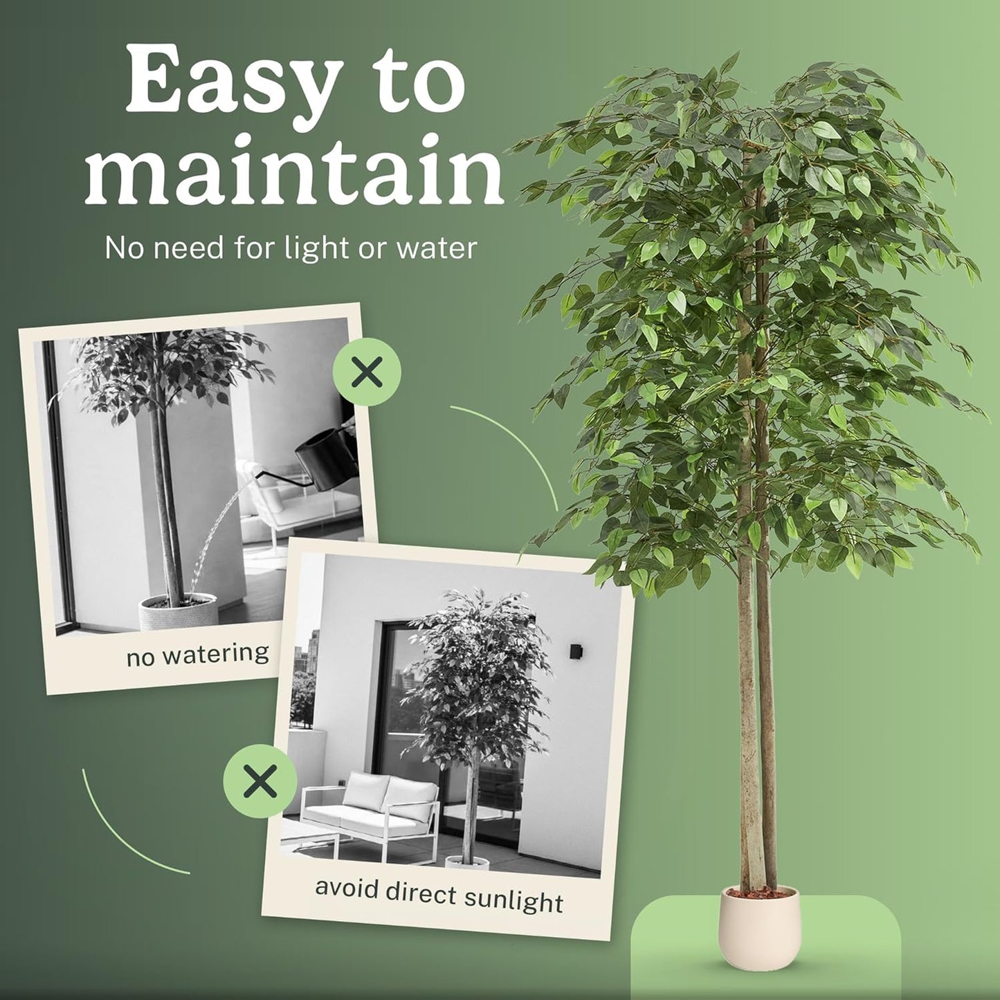 5ft Artificial Bamboo Tree - Indoor Faux Plant | Plastic Construction, 150 cm Height, 45 cm Width, 3 kg Weight, Black Pot Included, Foldable Canes, 15 Tips
