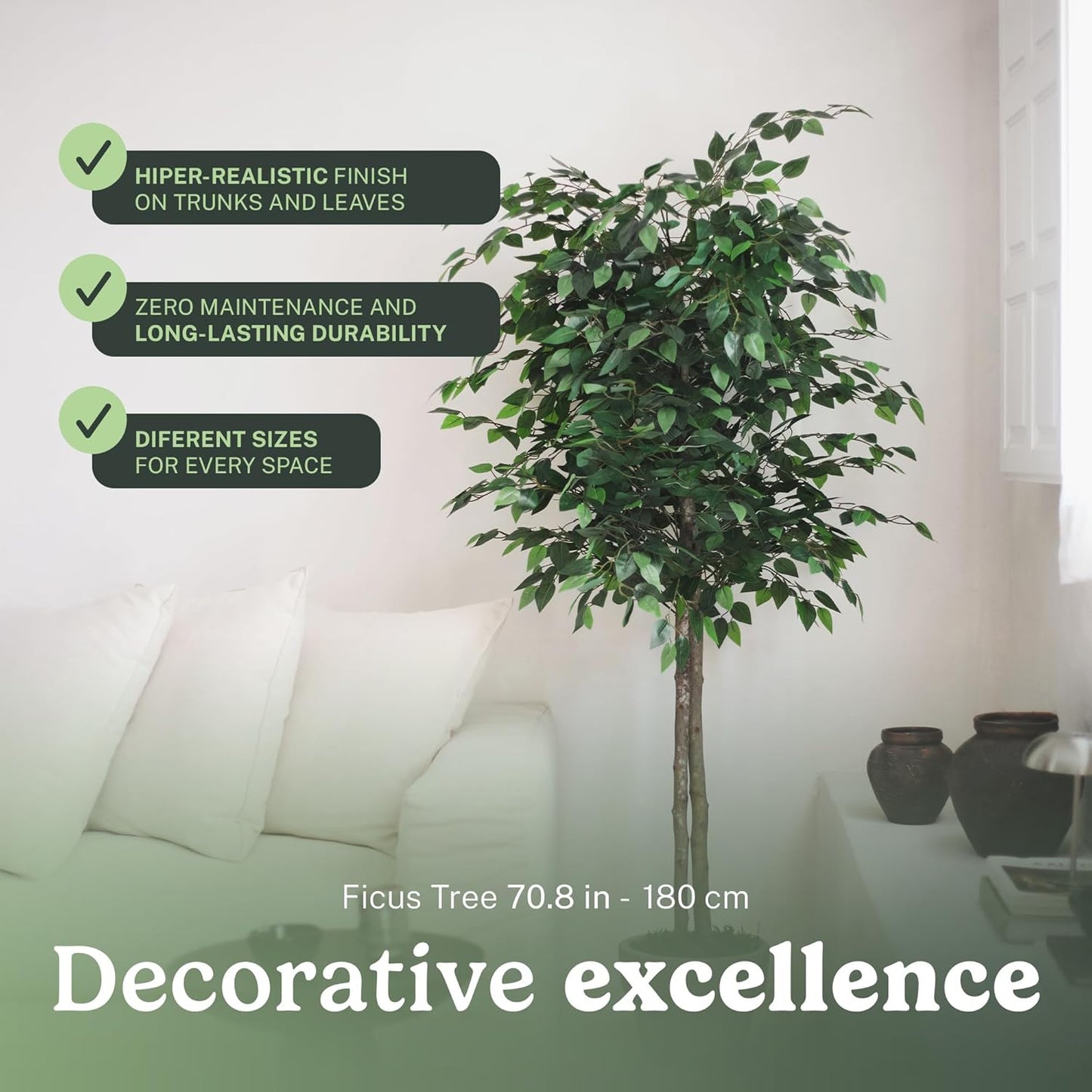 5ft Artificial Bamboo Tree - Indoor Faux Plant | Plastic Construction, 150 cm Height, 45 cm Width, 3 kg Weight, Black Pot Included, Foldable Canes, 15 Tips