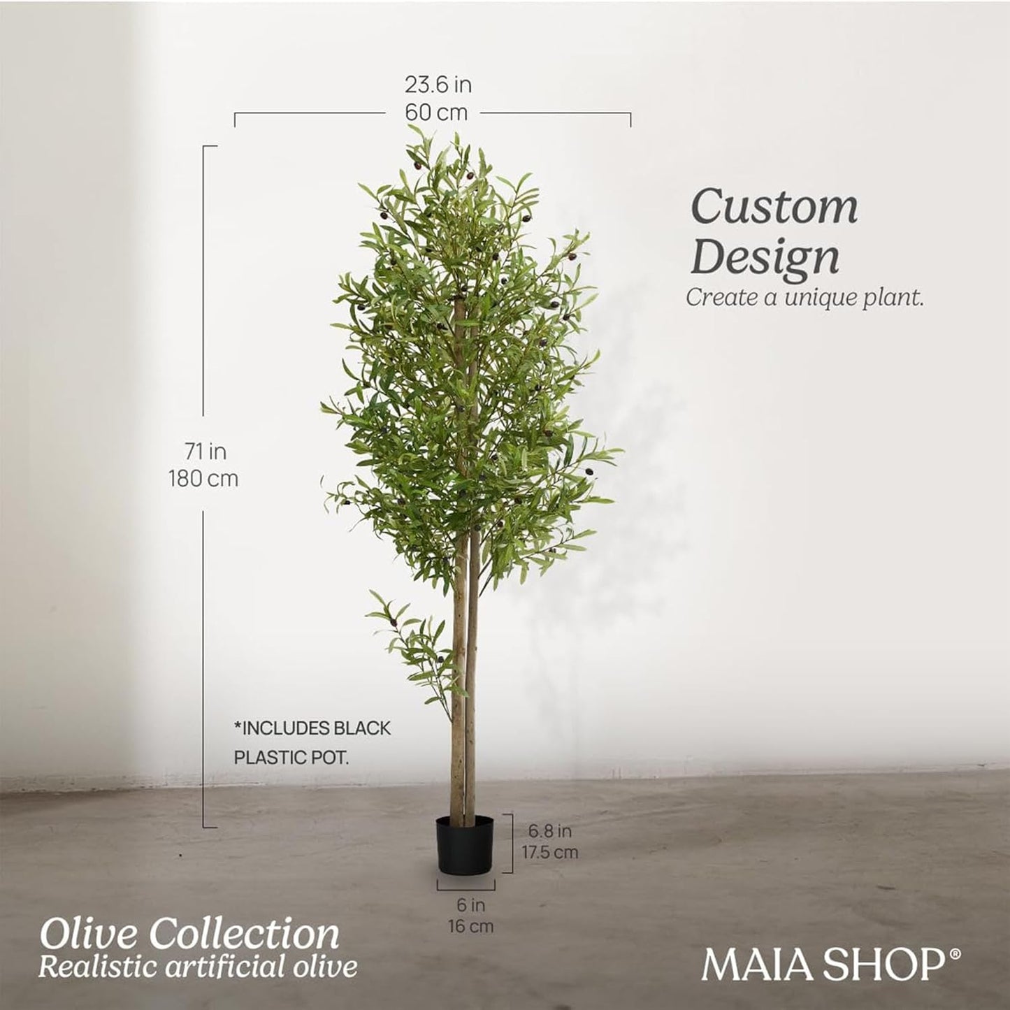 5ft Artificial Bamboo Tree - Indoor Faux Plant | Plastic Construction, 150 cm Height, 45 cm Width, 3 kg Weight, Black Pot Included, Foldable Canes, 15 Tips