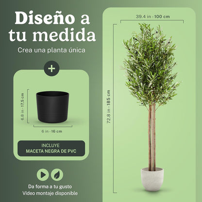 5ft Artificial Bamboo Tree - Indoor Faux Plant | Plastic Construction, 150 cm Height, 45 cm Width, 3 kg Weight, Black Pot Included, Foldable Canes, 15 Tips