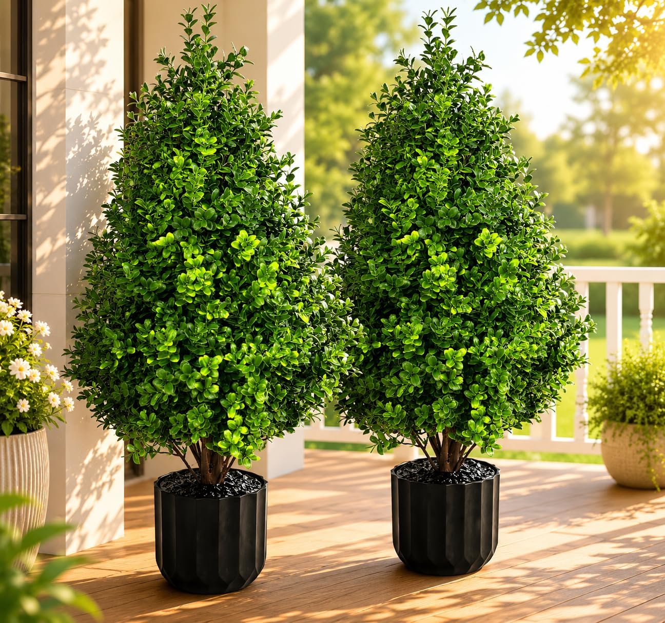 3.7FT Artificial Bougainvillea Tree Indoor Outdoor,Faux Silk Floral Tree Bougainvillea Potted Plant with Flowers Realistic Wood Trunk, Tall Faux Flowering Tree for Front Porch Home Garden Patio