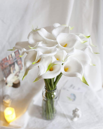 20Pcs Artificial Calla Lily Flower Real Touch Latex Flowers for DIY Wedding Bouquet Party Home Decor (Coral)