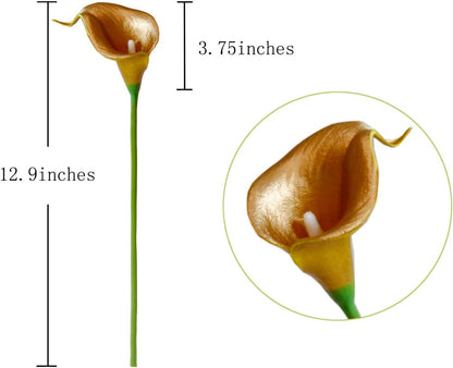 20Pcs Artificial Calla Lily Flower Real Touch Latex Flowers for DIY Wedding Bouquet Party Home Decor (Coral)