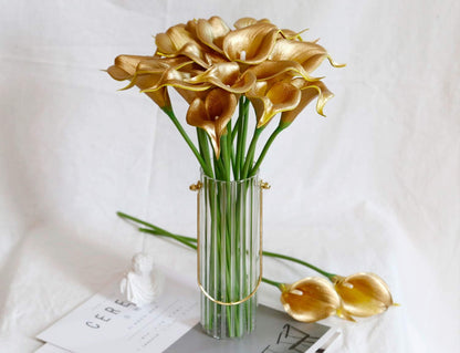 20Pcs Artificial Calla Lily Flower Real Touch Latex Flowers for DIY Wedding Bouquet Party Home Decor (Coral)