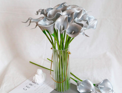 20Pcs Artificial Calla Lily Flower Real Touch Latex Flowers for DIY Wedding Bouquet Party Home Decor (Coral)