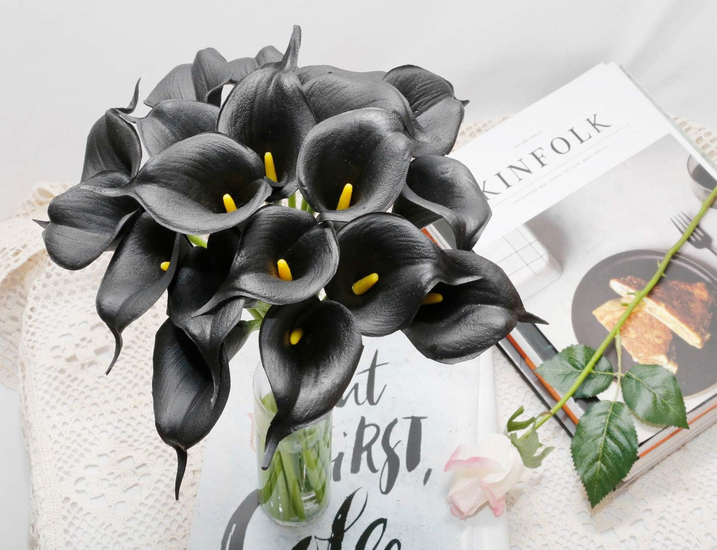 20Pcs Artificial Calla Lily Flower Real Touch Latex Flowers for DIY Wedding Bouquet Party Home Decor (Coral)