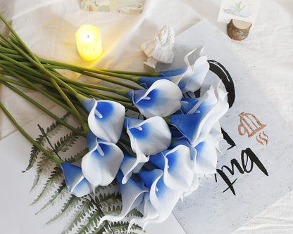 20Pcs Artificial Calla Lily Flower Real Touch Latex Flowers for DIY Wedding Bouquet Party Home Decor (Coral)