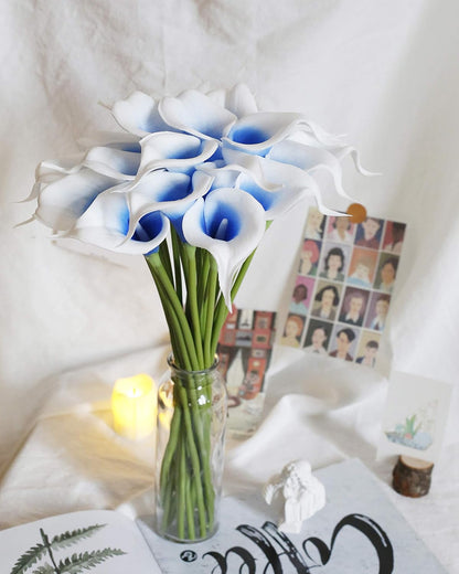 20Pcs Artificial Calla Lily Flower Real Touch Latex Flowers for DIY Wedding Bouquet Party Home Decor (Coral)