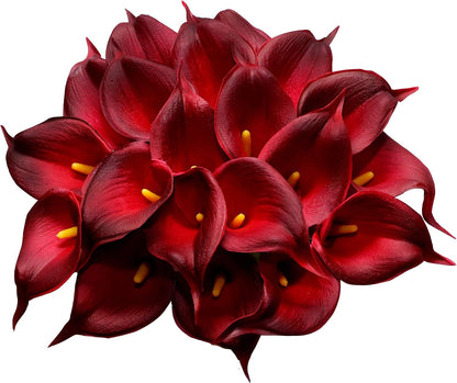 20Pcs Artificial Calla Lily Flower Real Touch Latex Flowers for DIY Wedding Bouquet Party Home Decor (Coral)