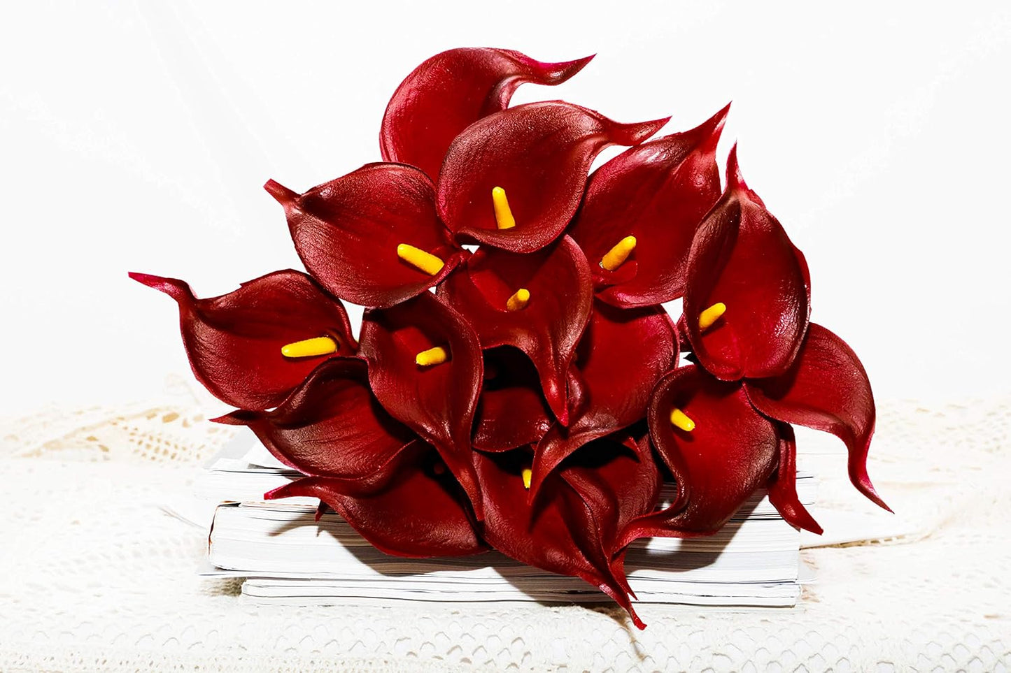 20Pcs Artificial Calla Lily Flower Real Touch Latex Flowers for DIY Wedding Bouquet Party Home Decor (Coral)