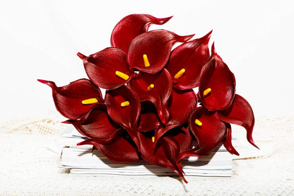 20Pcs Artificial Calla Lily Flower Real Touch Latex Flowers for DIY Wedding Bouquet Party Home Decor (Coral)