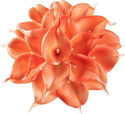 20Pcs Artificial Calla Lily Flower Real Touch Latex Flowers for DIY Wedding Bouquet Party Home Decor (Coral)