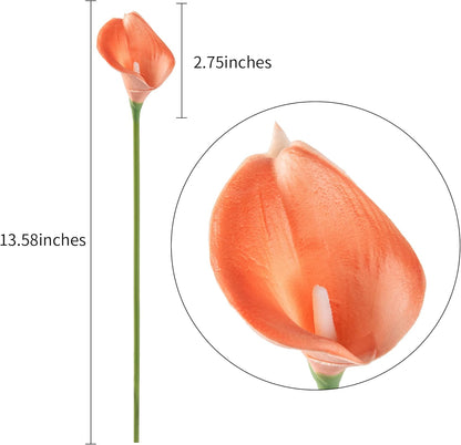20Pcs Artificial Calla Lily Flower Real Touch Latex Flowers for DIY Wedding Bouquet Party Home Decor (Coral)