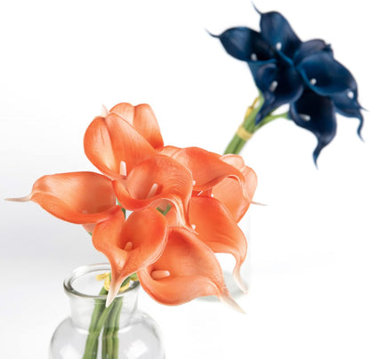 20Pcs Artificial Calla Lily Flower Real Touch Latex Flowers for DIY Wedding Bouquet Party Home Decor (Coral)