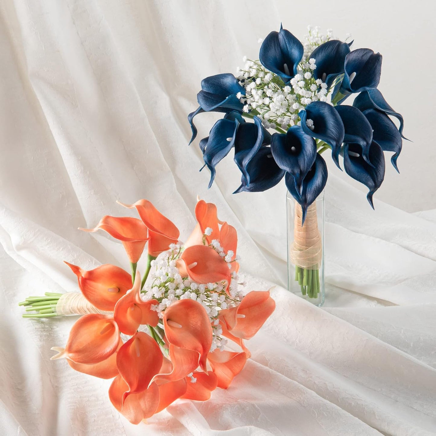20Pcs Artificial Calla Lily Flower Real Touch Latex Flowers for DIY Wedding Bouquet Party Home Decor (Coral)