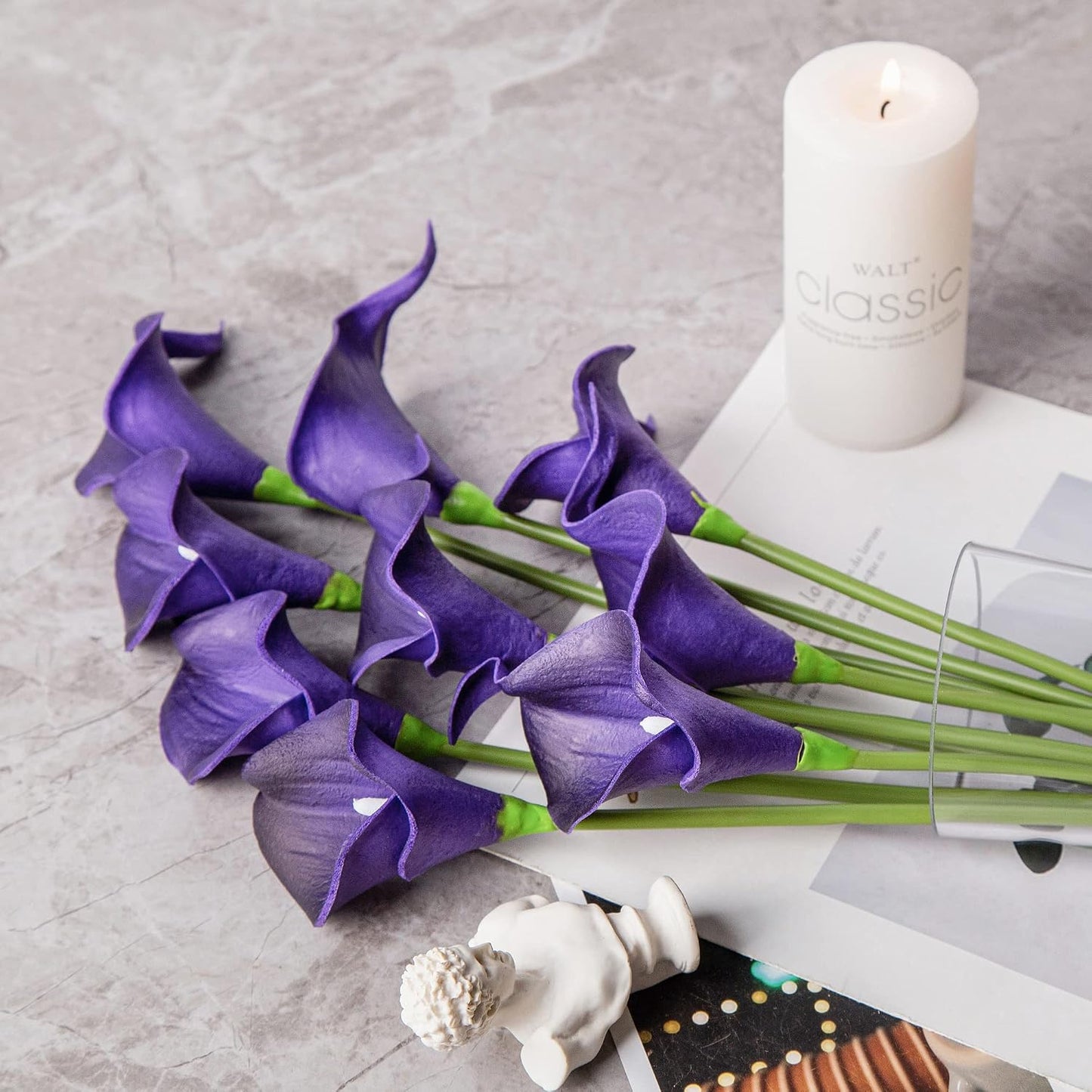 20Pcs Artificial Calla Lily Flower Real Touch Latex Flowers for DIY Wedding Bouquet Party Home Decor (Coral)