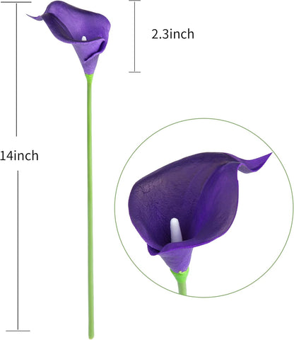 20Pcs Artificial Calla Lily Flower Real Touch Latex Flowers for DIY Wedding Bouquet Party Home Decor (Coral)