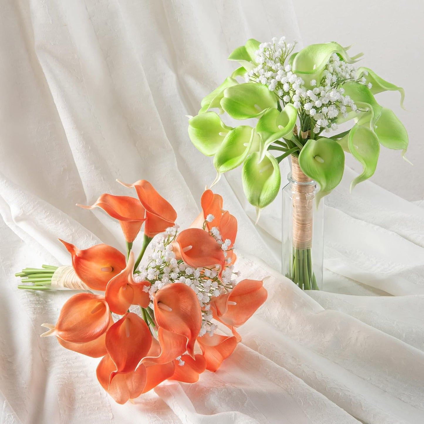 20Pcs Artificial Calla Lily Flower Real Touch Latex Flowers for DIY Wedding Bouquet Party Home Decor (Coral)