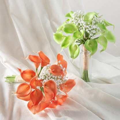 20Pcs Artificial Calla Lily Flower Real Touch Latex Flowers for DIY Wedding Bouquet Party Home Decor (Coral)