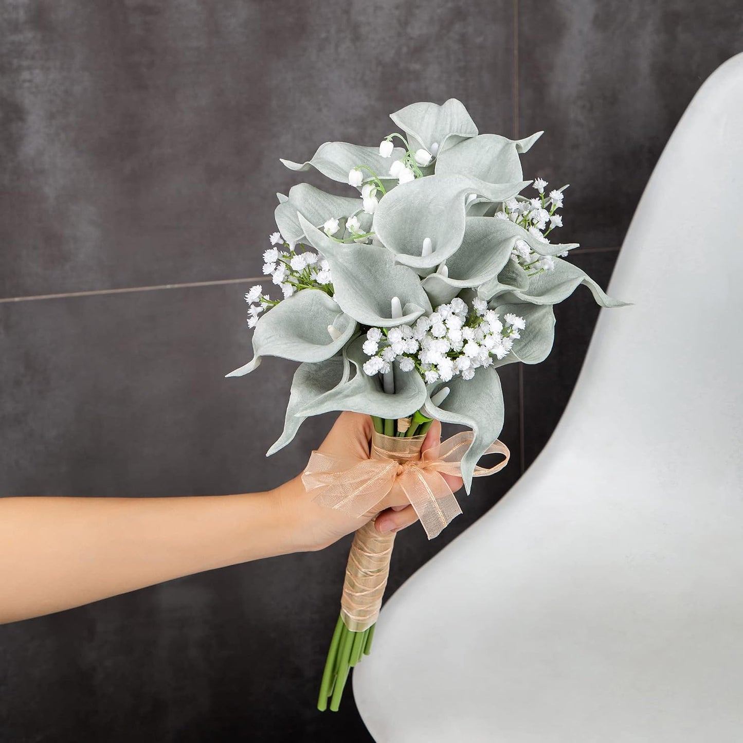 20Pcs Artificial Calla Lily Flower Real Touch Latex Flowers for DIY Wedding Bouquet Party Home Decor (Coral)