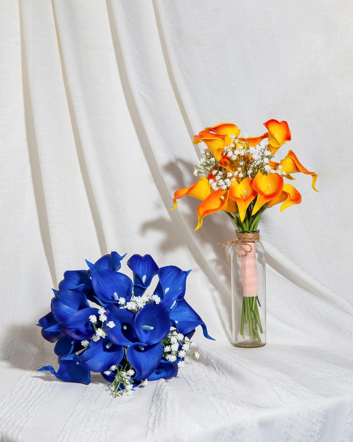 20Pcs Artificial Calla Lily Flower Real Touch Latex Flowers for DIY Wedding Bouquet Party Home Decor (Coral)