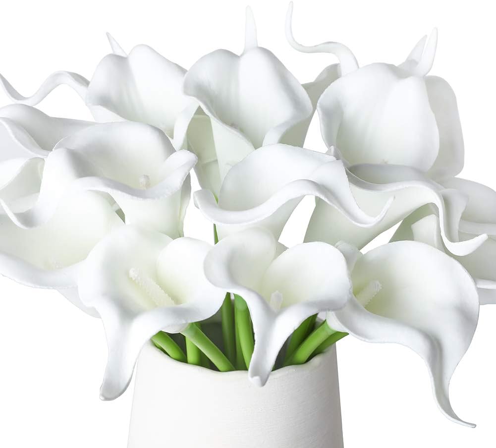 20Pcs Artificial Calla Lily Flower Real Touch Latex Flowers for DIY Wedding Bouquet Party Home Decor (Coral)