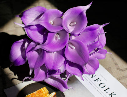 20Pcs Artificial Calla Lily Flower Real Touch Latex Flowers for DIY Wedding Bouquet Party Home Decor (Coral)