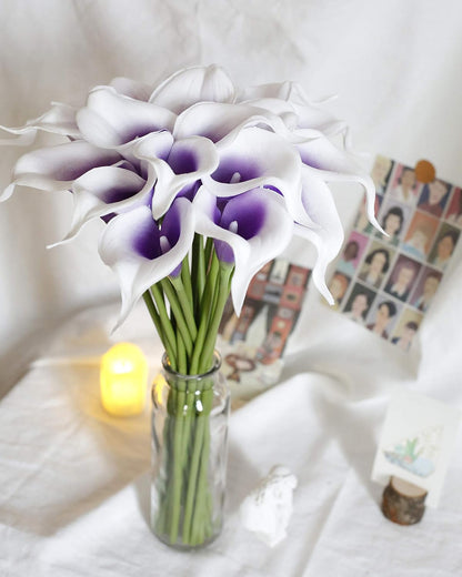 20Pcs Artificial Calla Lily Flower Real Touch Latex Flowers for DIY Wedding Bouquet Party Home Decor (Coral)