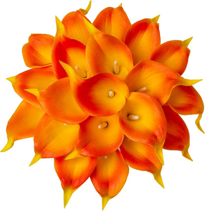 20Pcs Artificial Calla Lily Flower Real Touch Latex Flowers for DIY Wedding Bouquet Party Home Decor (Coral)