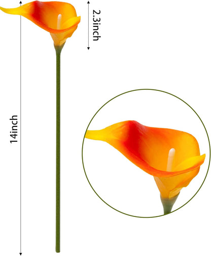 20Pcs Artificial Calla Lily Flower Real Touch Latex Flowers for DIY Wedding Bouquet Party Home Decor (Coral)