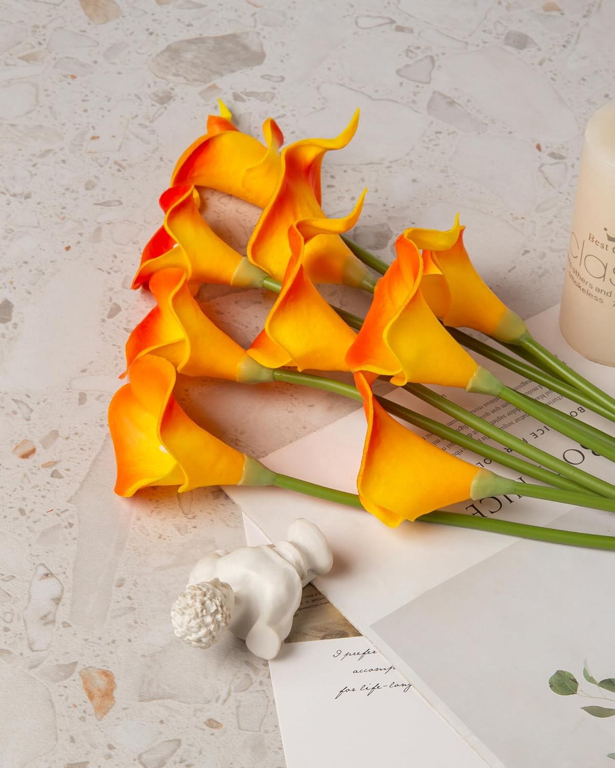 20Pcs Artificial Calla Lily Flower Real Touch Latex Flowers for DIY Wedding Bouquet Party Home Decor (Coral)