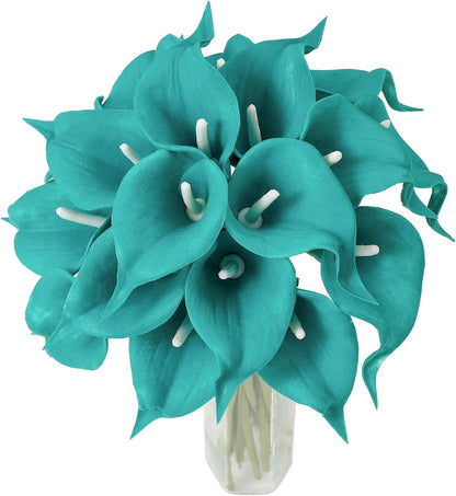 20Pcs Artificial Calla Lily Flower Real Touch Latex Flowers for DIY Wedding Bouquet Party Home Decor (Coral)