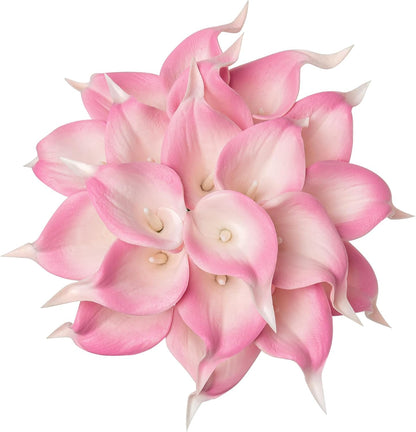 20Pcs Artificial Calla Lily Flower Real Touch Latex Flowers for DIY Wedding Bouquet Party Home Decor (Coral)