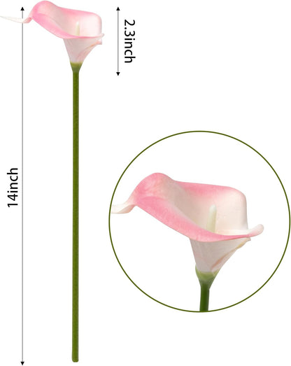20Pcs Artificial Calla Lily Flower Real Touch Latex Flowers for DIY Wedding Bouquet Party Home Decor (Coral)