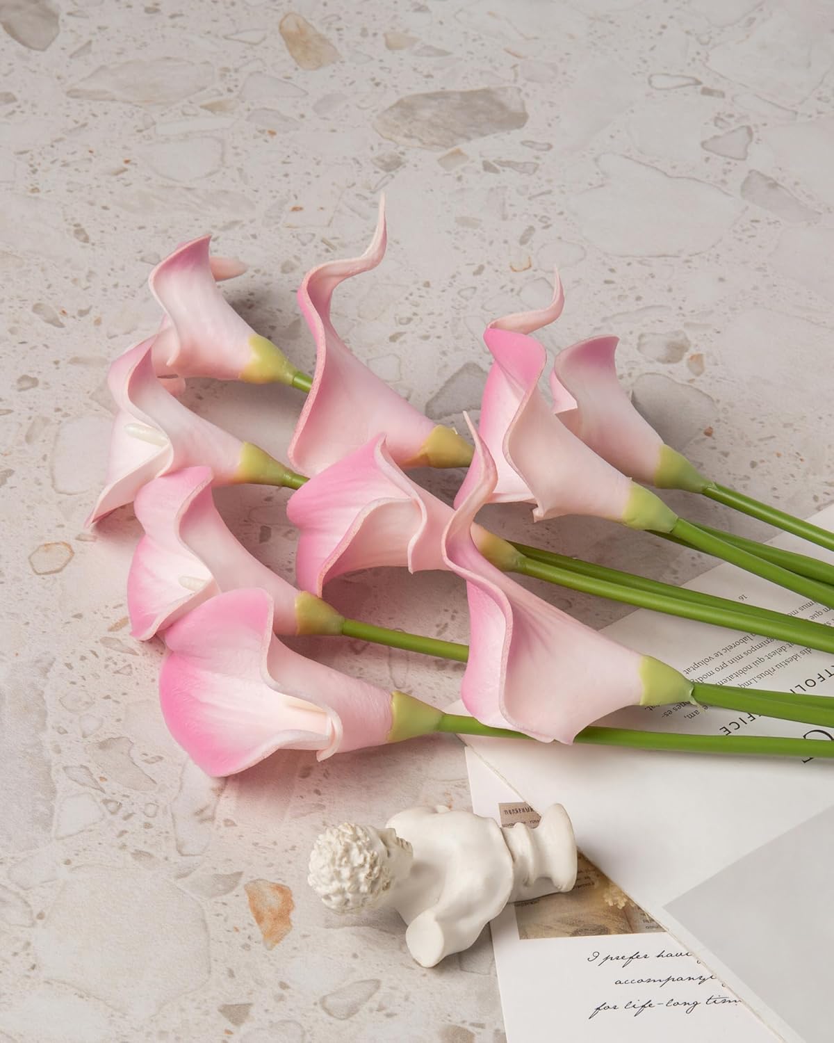 20Pcs Artificial Calla Lily Flower Real Touch Latex Flowers for DIY Wedding Bouquet Party Home Decor (Coral)