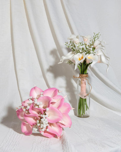 20Pcs Artificial Calla Lily Flower Real Touch Latex Flowers for DIY Wedding Bouquet Party Home Decor (Coral)