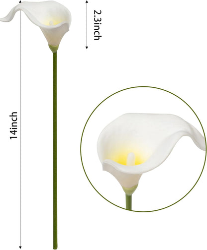 20Pcs Artificial Calla Lily Flower Real Touch Latex Flowers for DIY Wedding Bouquet Party Home Decor (Coral)