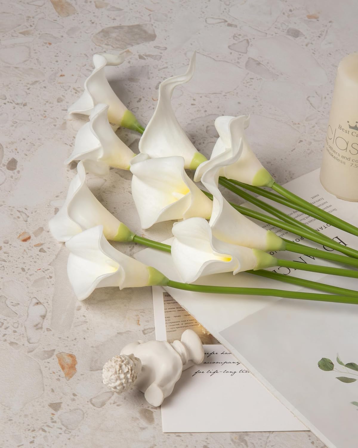20Pcs Artificial Calla Lily Flower Real Touch Latex Flowers for DIY Wedding Bouquet Party Home Decor (Coral)