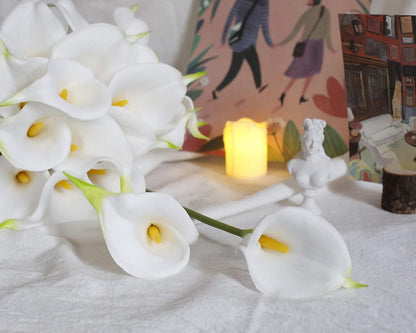 20Pcs Artificial Calla Lily Flower Real Touch Latex Flowers for DIY Wedding Bouquet Party Home Decor (Coral)