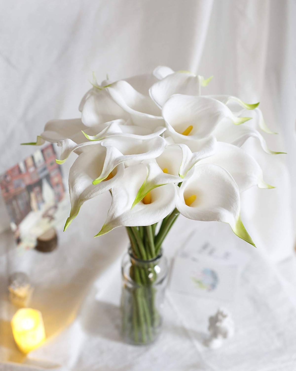 20Pcs Artificial Calla Lily Flower Real Touch Latex Flowers for DIY Wedding Bouquet Party Home Decor (Coral)