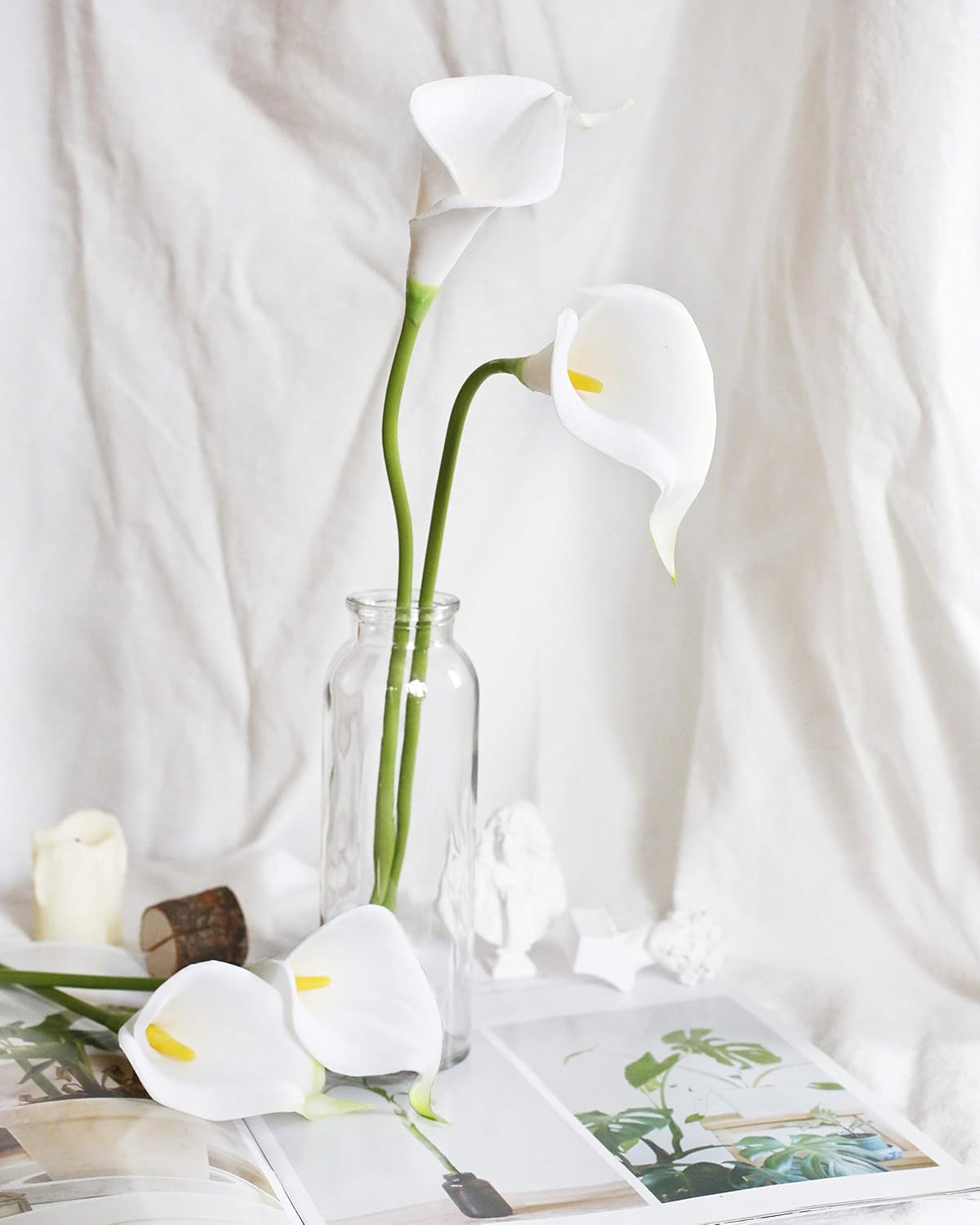 20Pcs Artificial Calla Lily Flower Real Touch Latex Flowers for DIY Wedding Bouquet Party Home Decor (Coral)