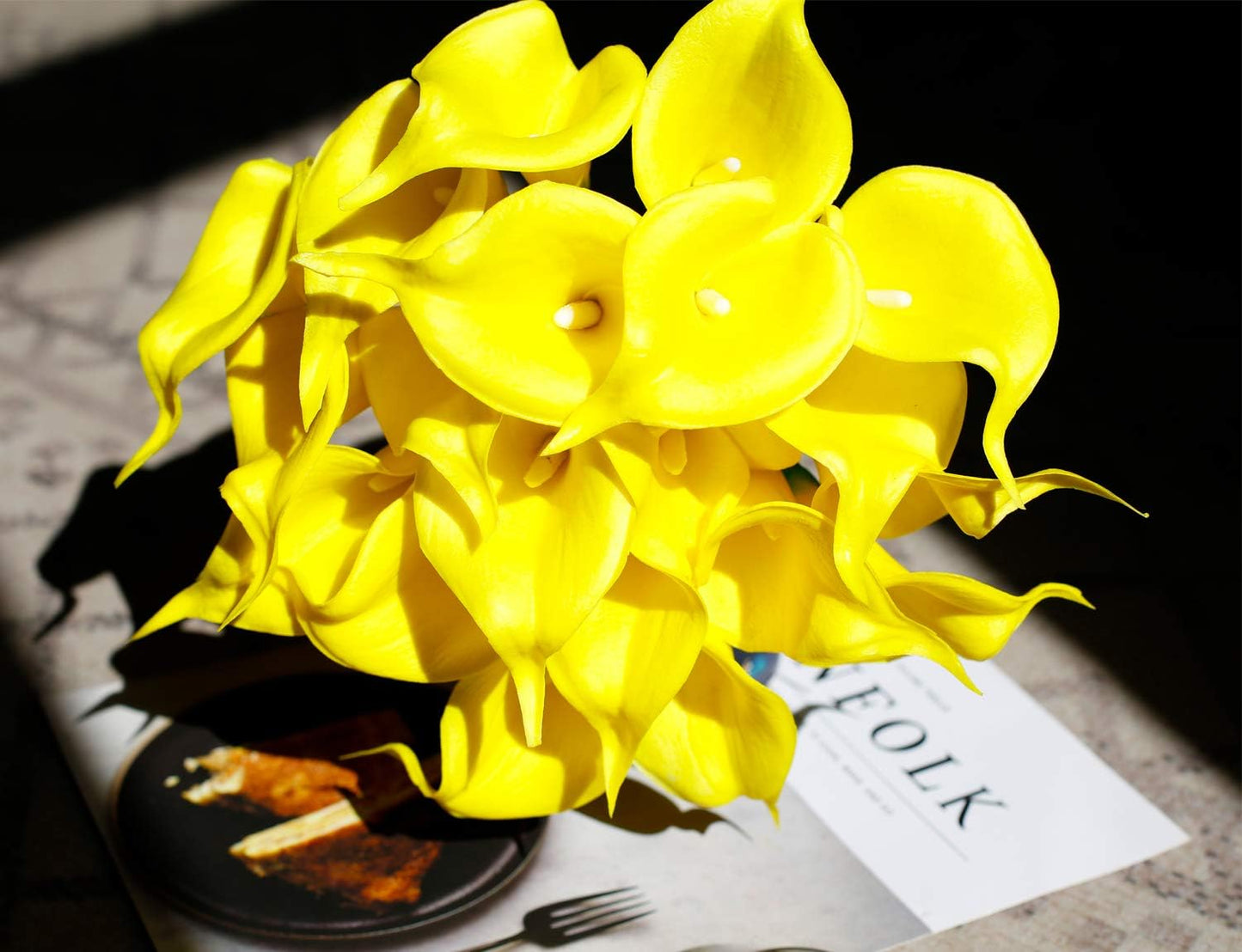 20Pcs Artificial Calla Lily Flower Real Touch Latex Flowers for DIY Wedding Bouquet Party Home Decor (Coral)