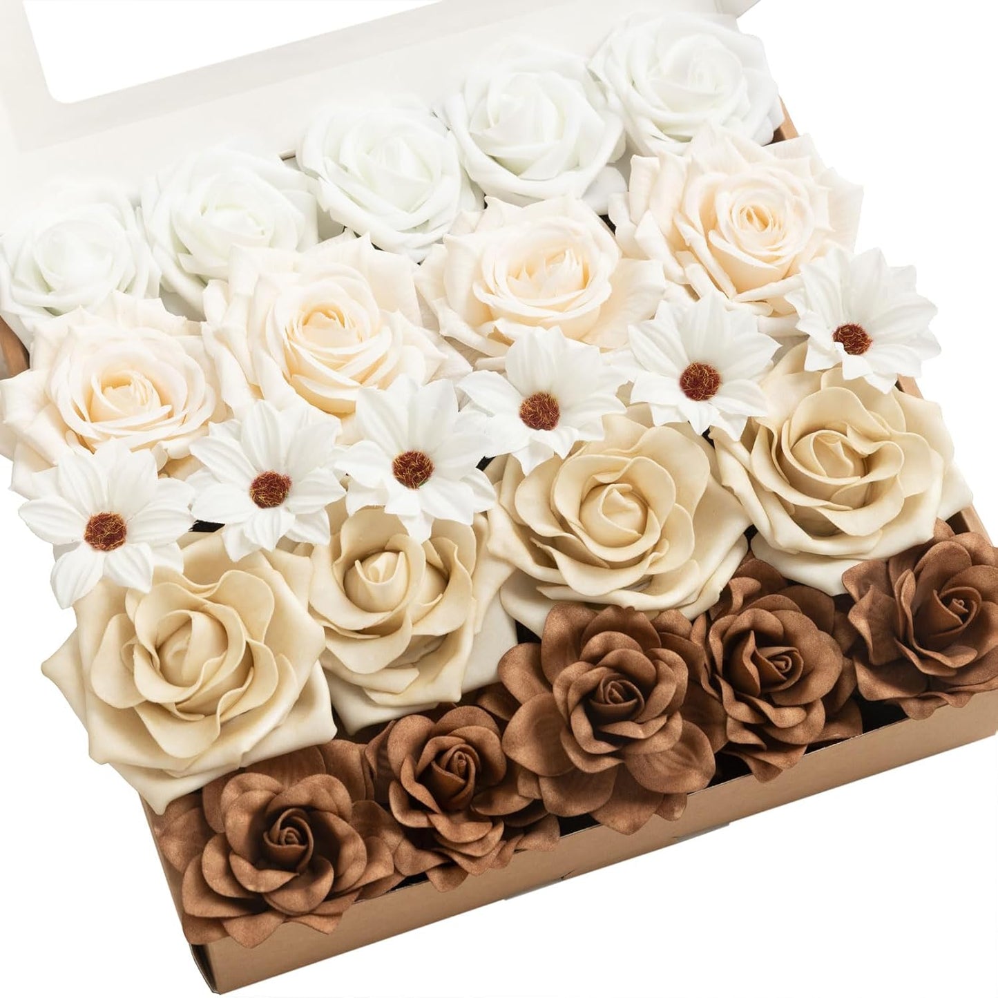 Artificial Flowers Fake Roses Faux Peony Foam Gardenia White | Foam Flower, Real Touch Filler Flower, Indoor Outdoor Decor, Table Centerpieces, Wedding Bouquets, Floral Arrangments, 23pcs