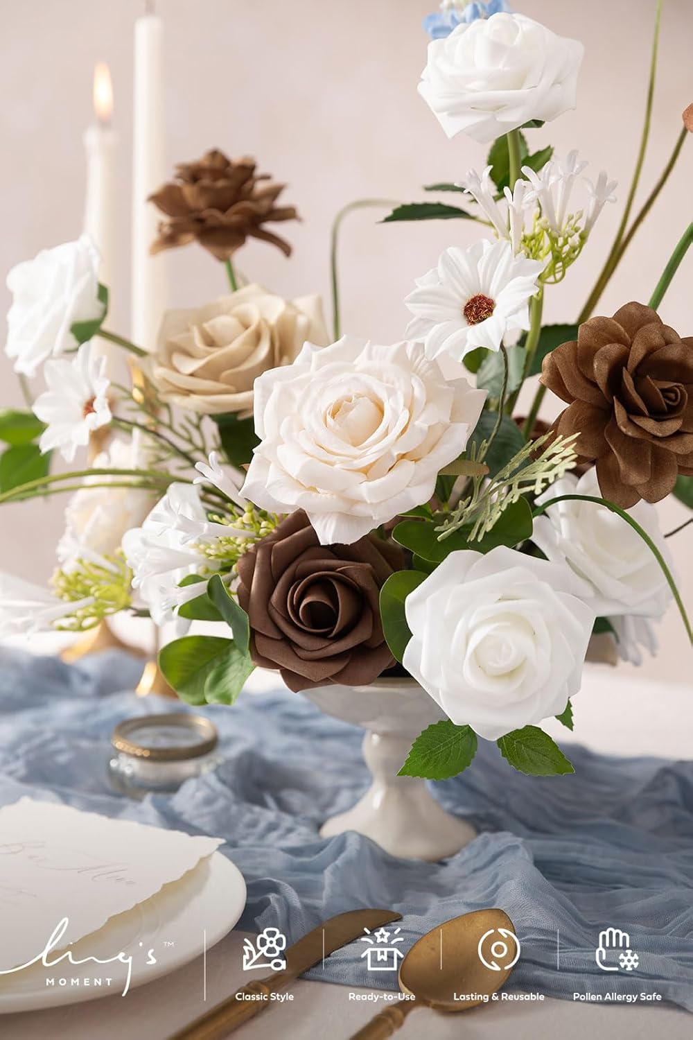Artificial Flowers Fake Roses Faux Peony Foam Gardenia White | Foam Flower, Real Touch Filler Flower, Indoor Outdoor Decor, Table Centerpieces, Wedding Bouquets, Floral Arrangments, 23pcs