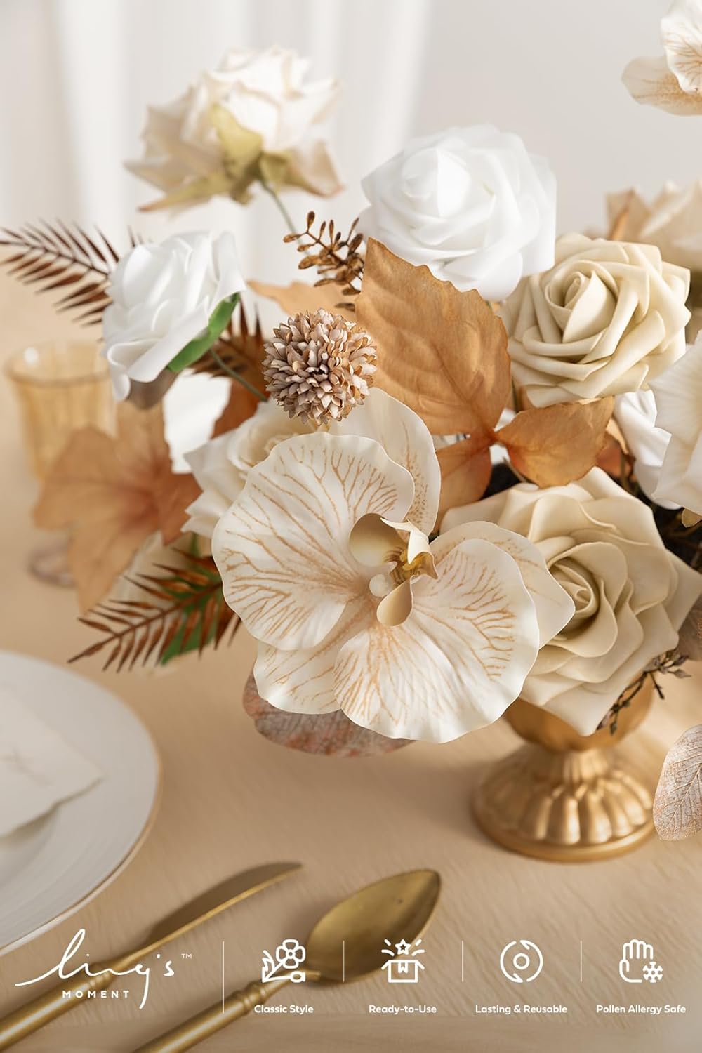 Artificial Flowers Fake Roses Faux Peony Foam Gardenia White | Foam Flower, Real Touch Filler Flower, Indoor Outdoor Decor, Table Centerpieces, Wedding Bouquets, Floral Arrangments, 23pcs
