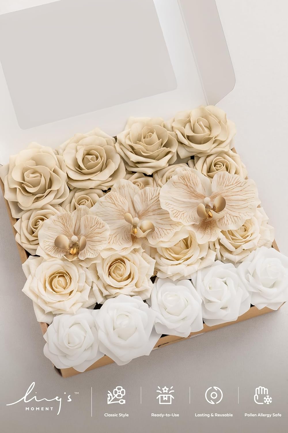 Artificial Flowers Fake Roses Faux Peony Foam Gardenia White | Foam Flower, Real Touch Filler Flower, Indoor Outdoor Decor, Table Centerpieces, Wedding Bouquets, Floral Arrangments, 23pcs