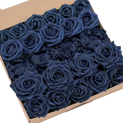 Artificial Flowers Fake Roses Faux Peony Foam Gardenia White | Foam Flower, Real Touch Filler Flower, Indoor Outdoor Decor, Table Centerpieces, Wedding Bouquets, Floral Arrangments, 23pcs