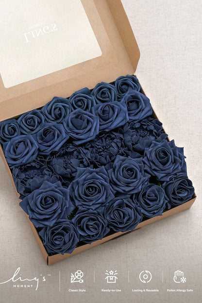 Artificial Flowers Fake Roses Faux Peony Foam Gardenia White | Foam Flower, Real Touch Filler Flower, Indoor Outdoor Decor, Table Centerpieces, Wedding Bouquets, Floral Arrangments, 23pcs