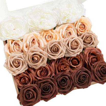 Artificial Flowers Fake Roses Faux Peony Foam Gardenia White | Foam Flower, Real Touch Filler Flower, Indoor Outdoor Decor, Table Centerpieces, Wedding Bouquets, Floral Arrangments, 23pcs